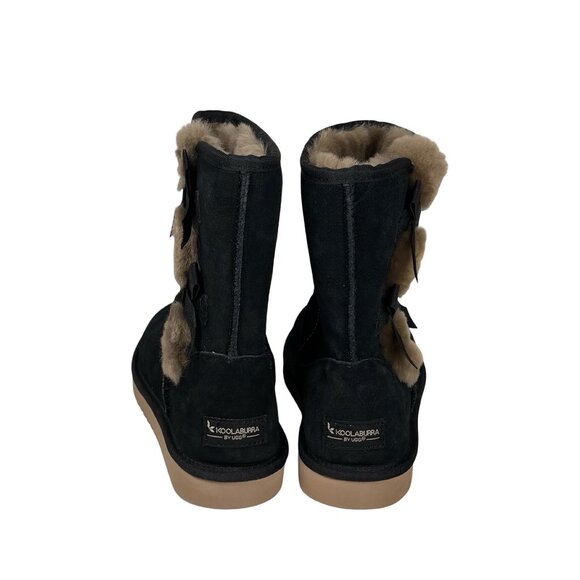 NEW Kookaburra By UGG Victoria Suede Boots SZ 8 Black Shearling Fur Bow Winter - Picture 5 of 11